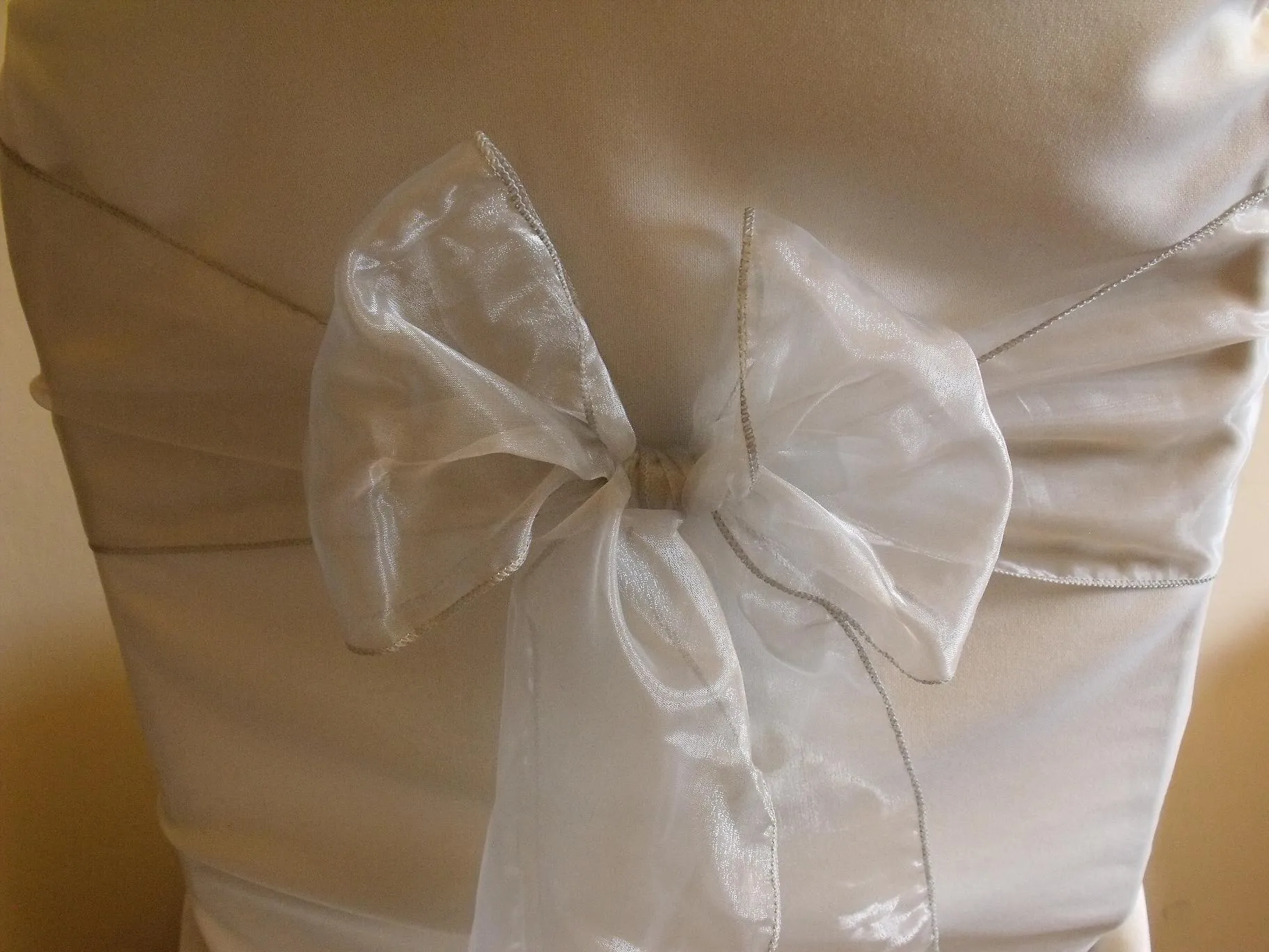 Silver Organza Chair Sash Hire