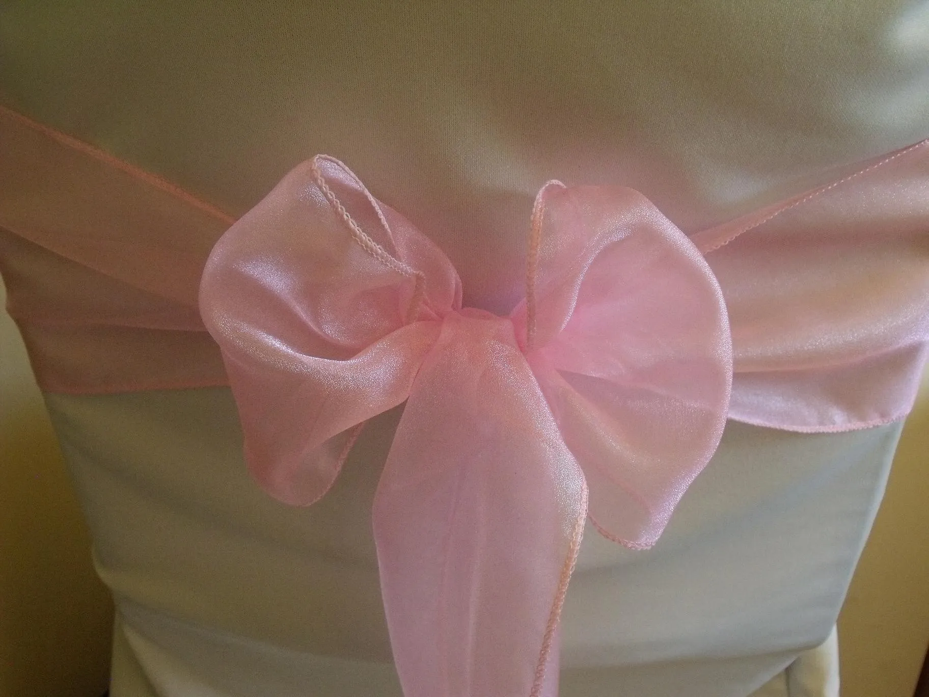 Pale Pink Organza Chair Sash Hire