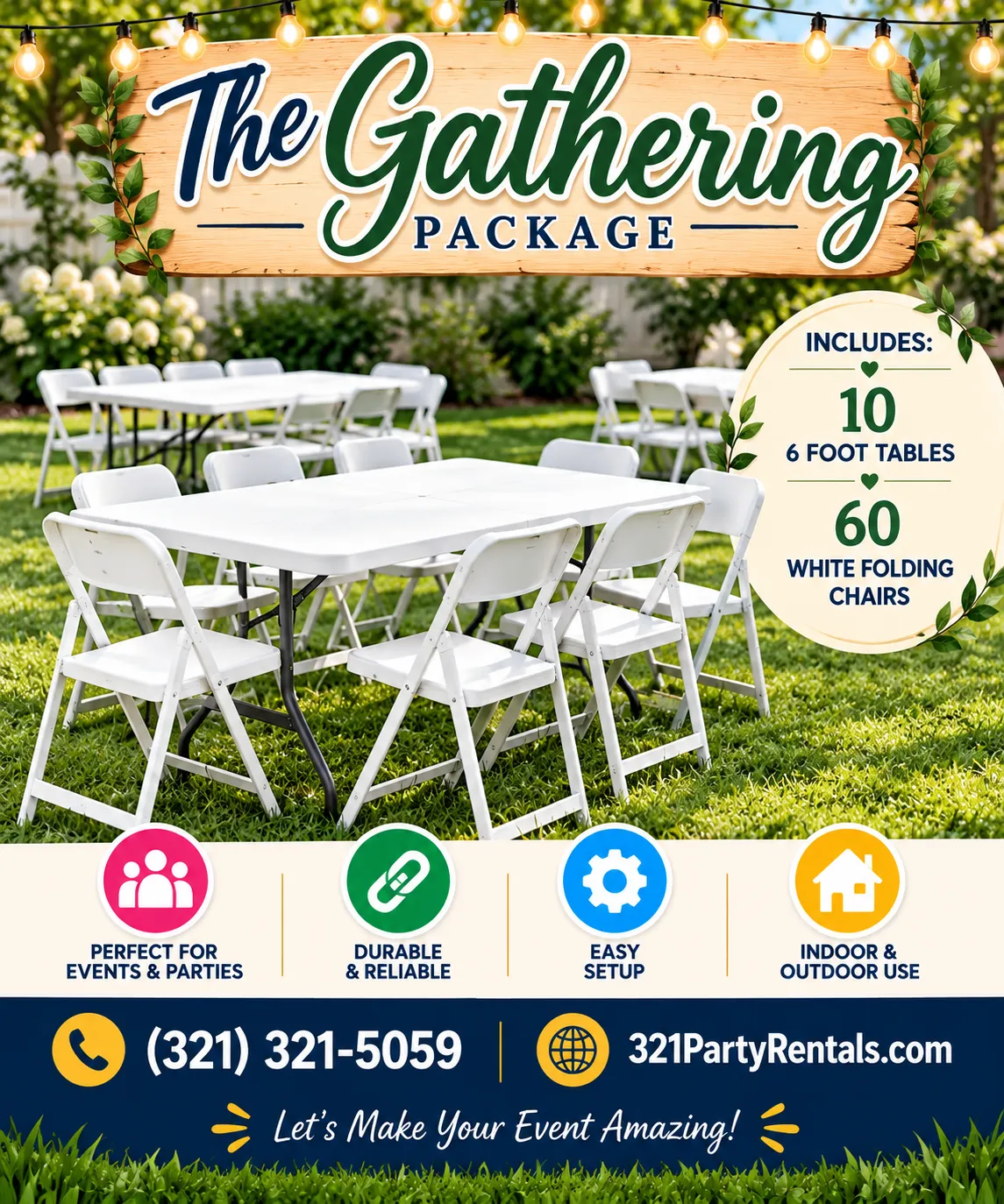 The Gathering - 60 Chairs & 10 6 Foot Tables