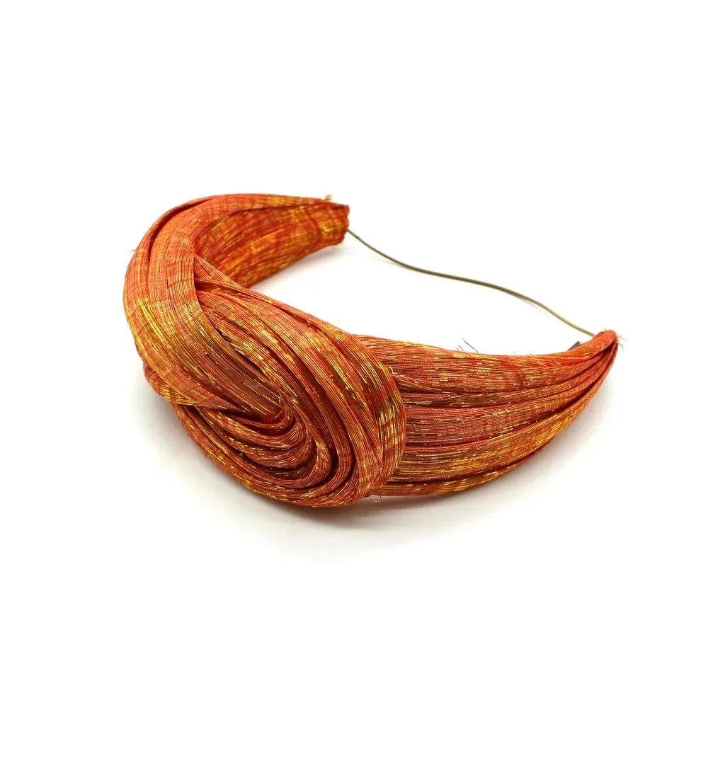 Abaca Shimmer Plaited Headband Orange
