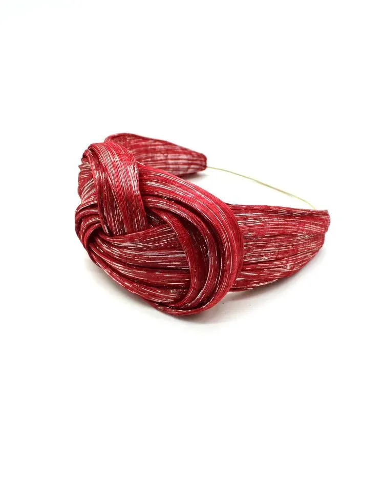 Abaca Shimmer Plaited Headband Red