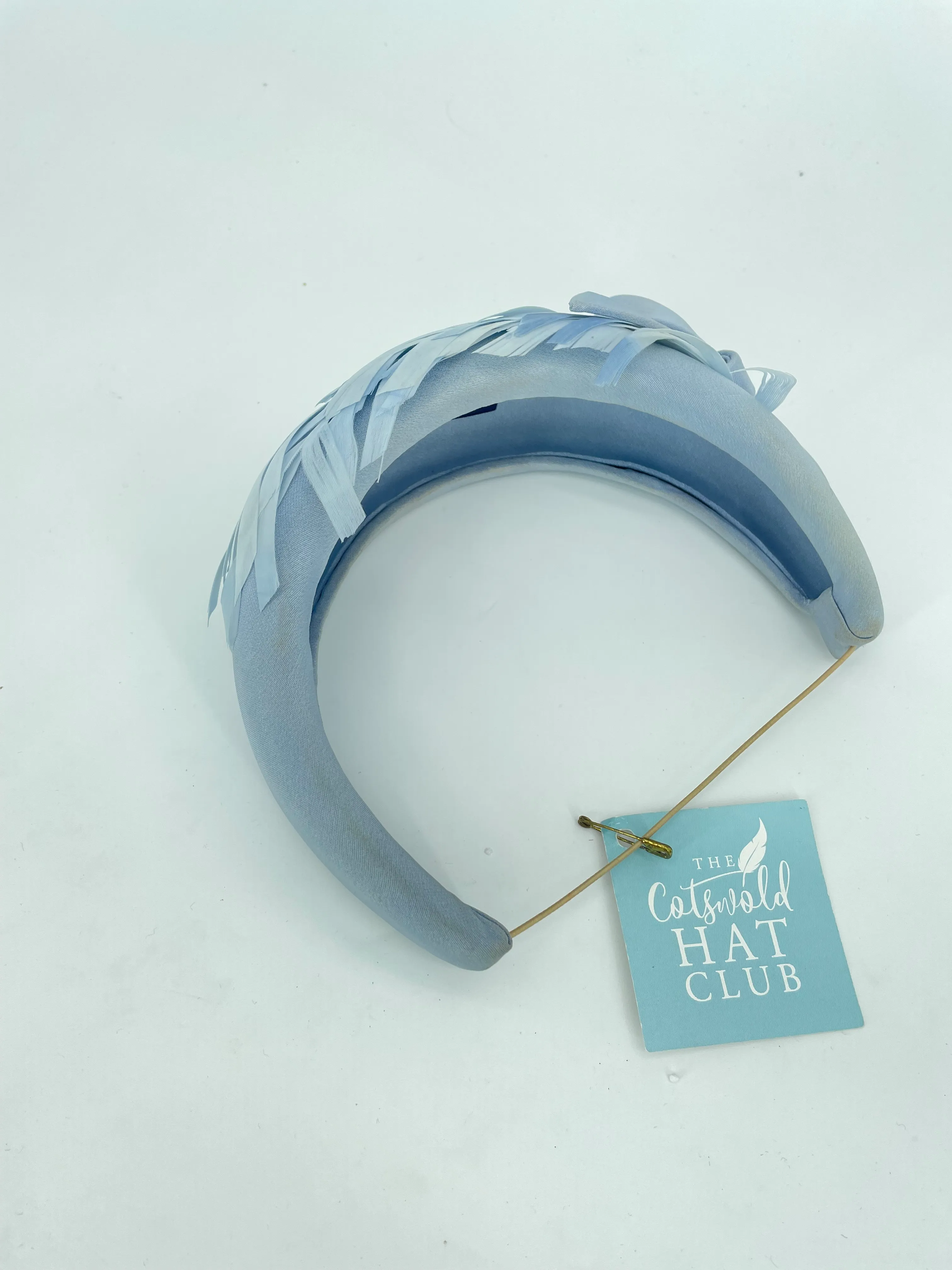 Pale blue feather headband