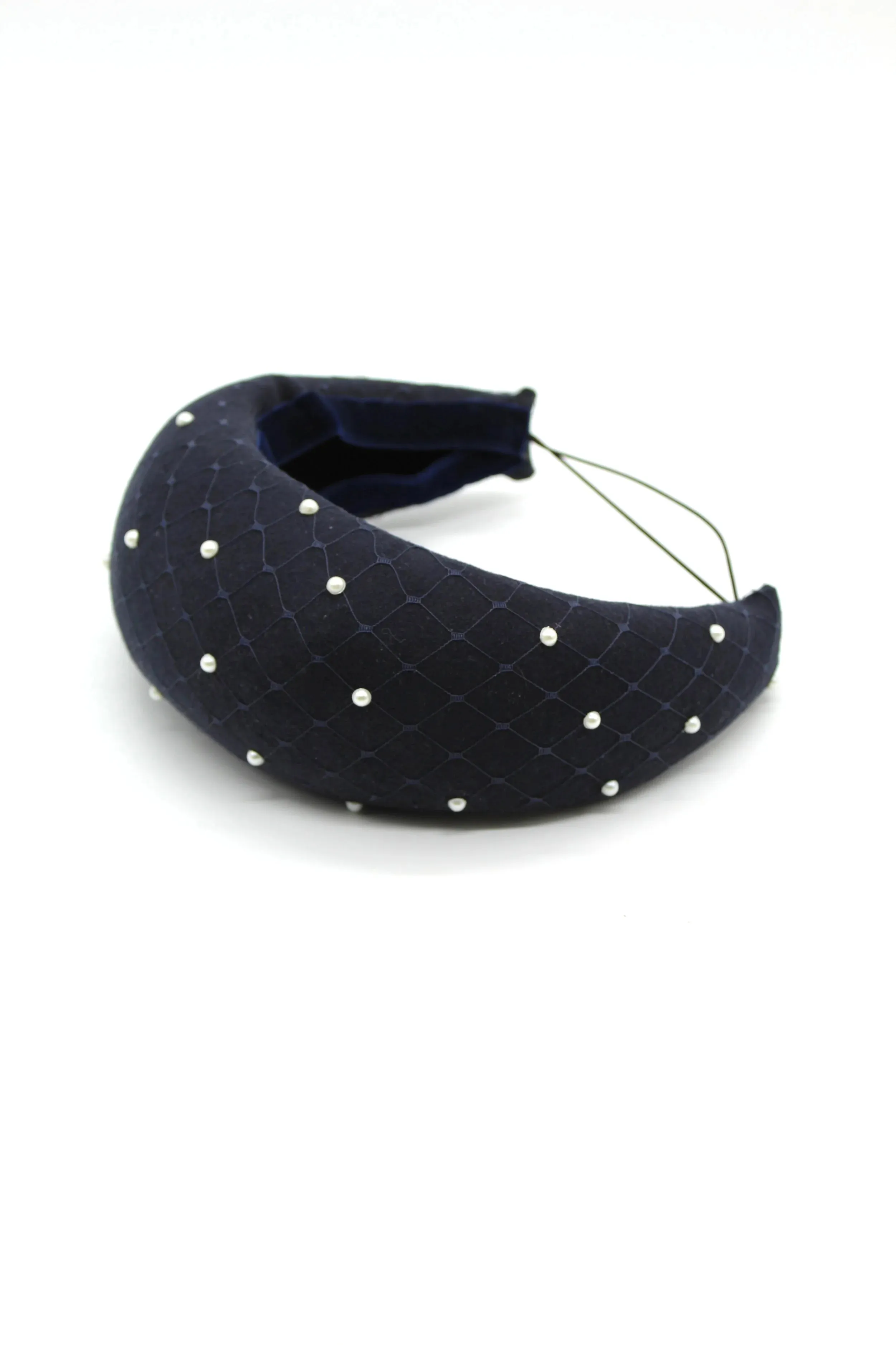 Pearl Felt Headband - Navy