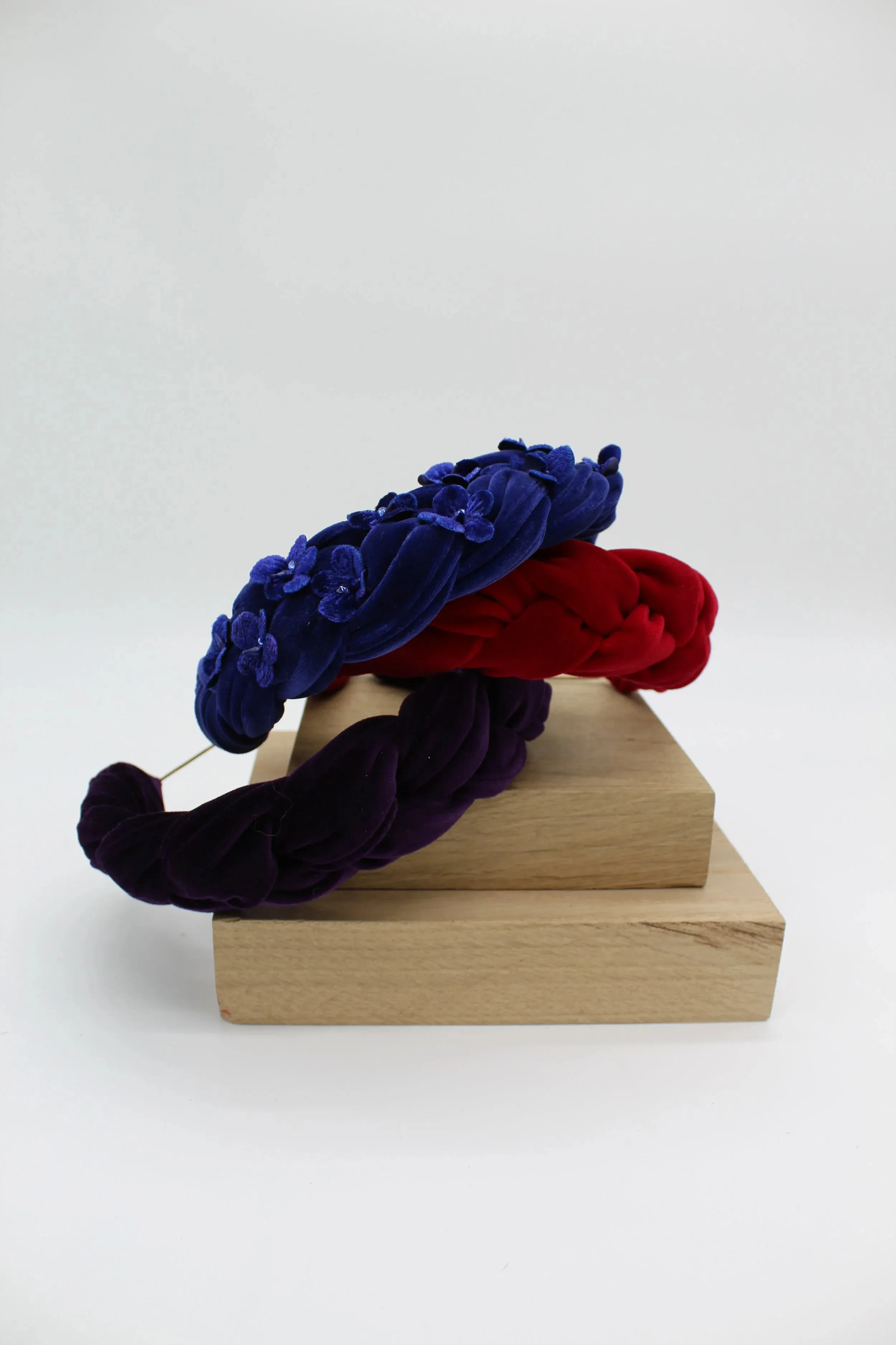 Plaited Velvet Headband - Blue
