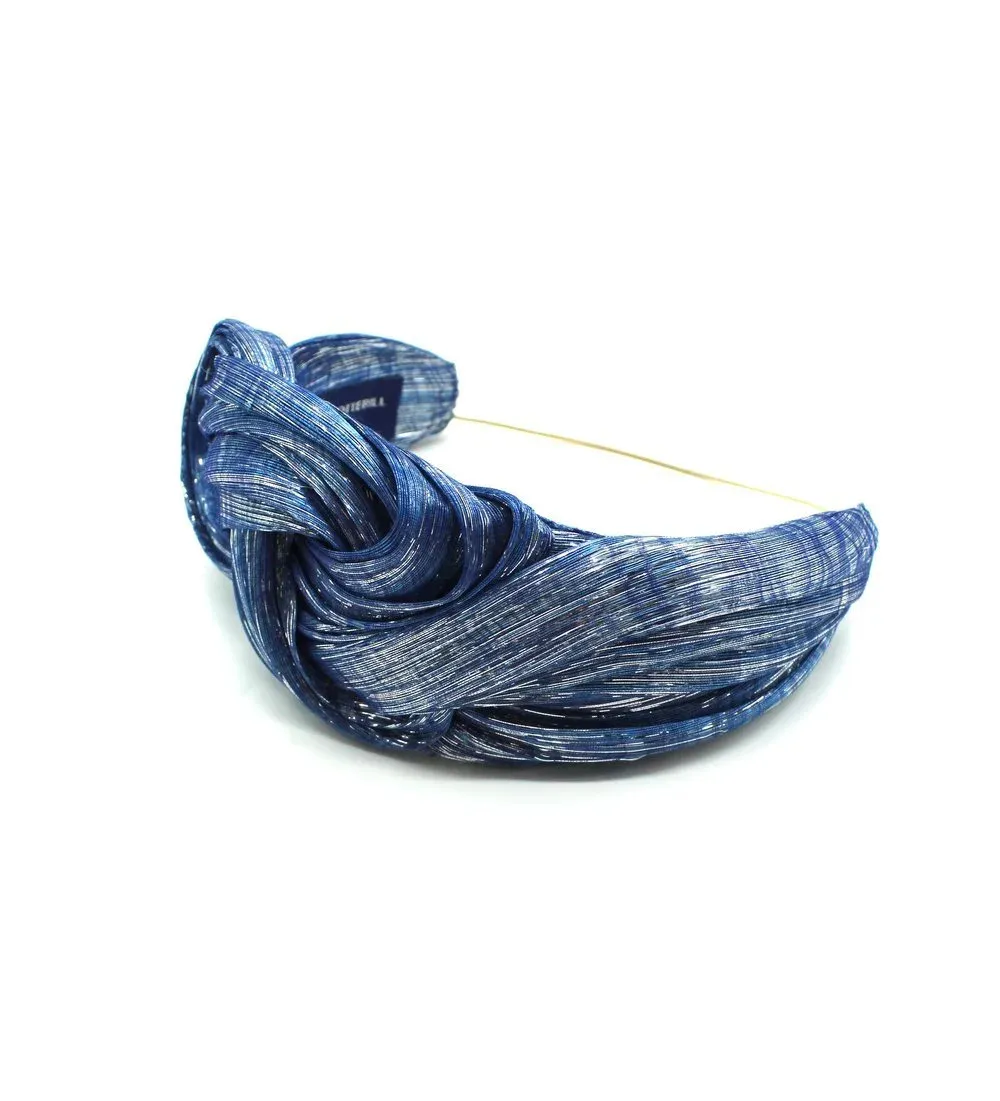 Abaca Shimmer Plaited Headband Blue