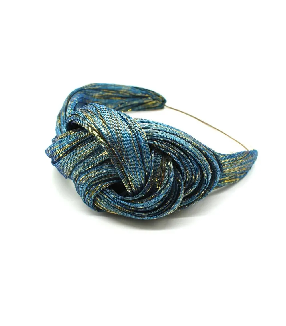 Abaca Shimmer Plaited Headband Teal