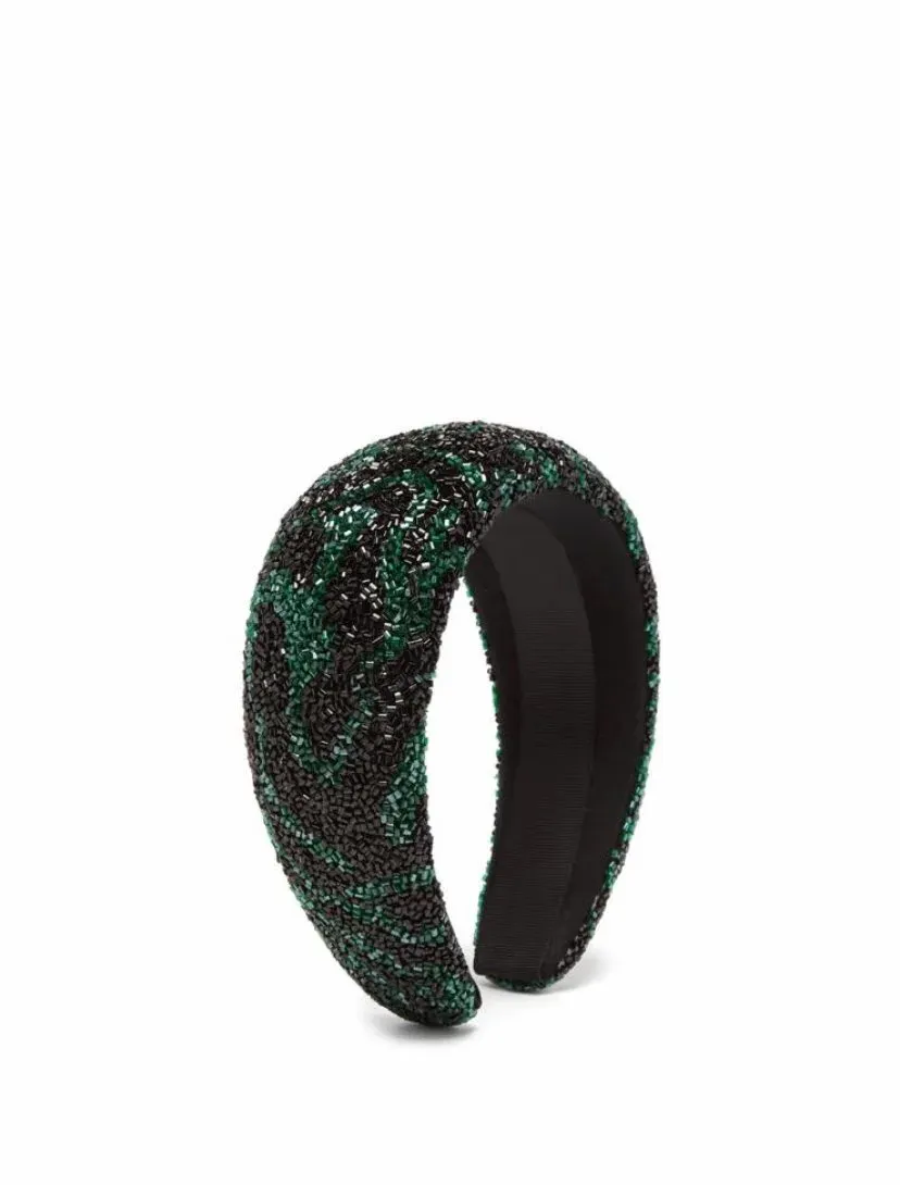Sequin Headband - Green and black