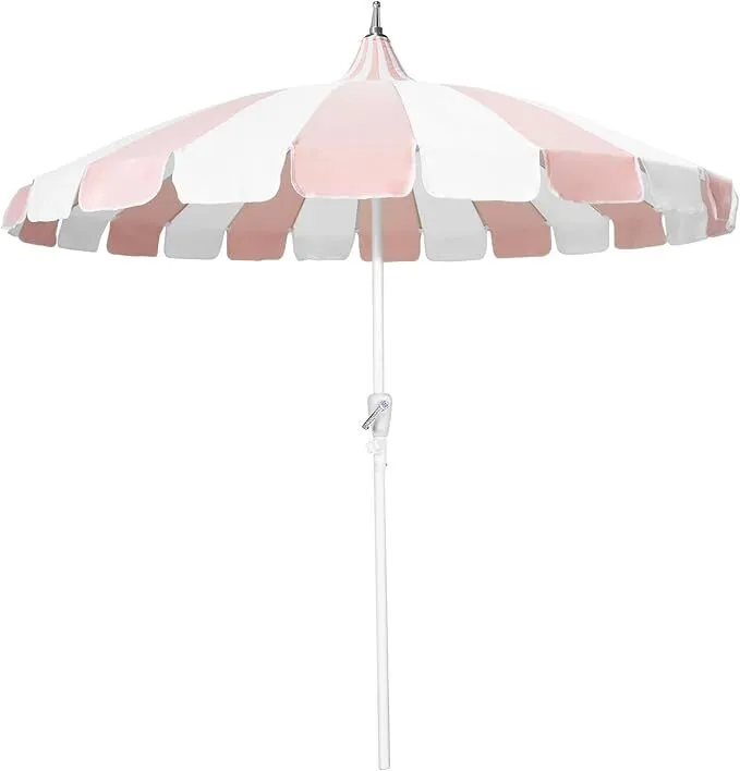 Pink & White Scalloped Umbrella