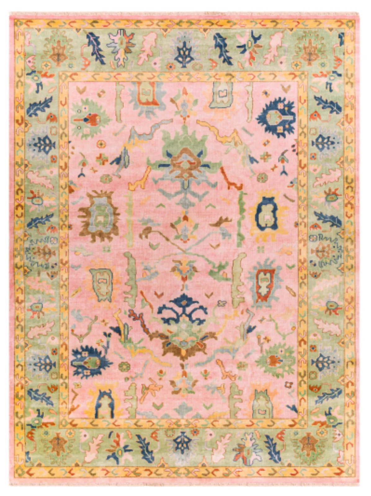 7x9' Green & Pink Rug