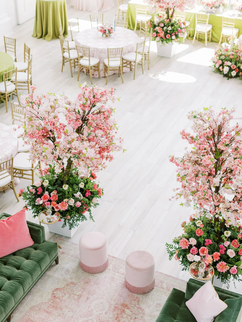 Velvet Pink Fringe Stools