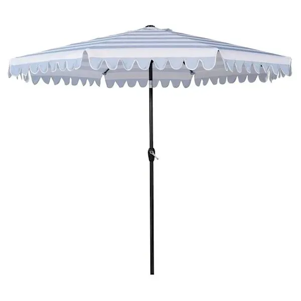 Blue & White Scalloped Umbrella