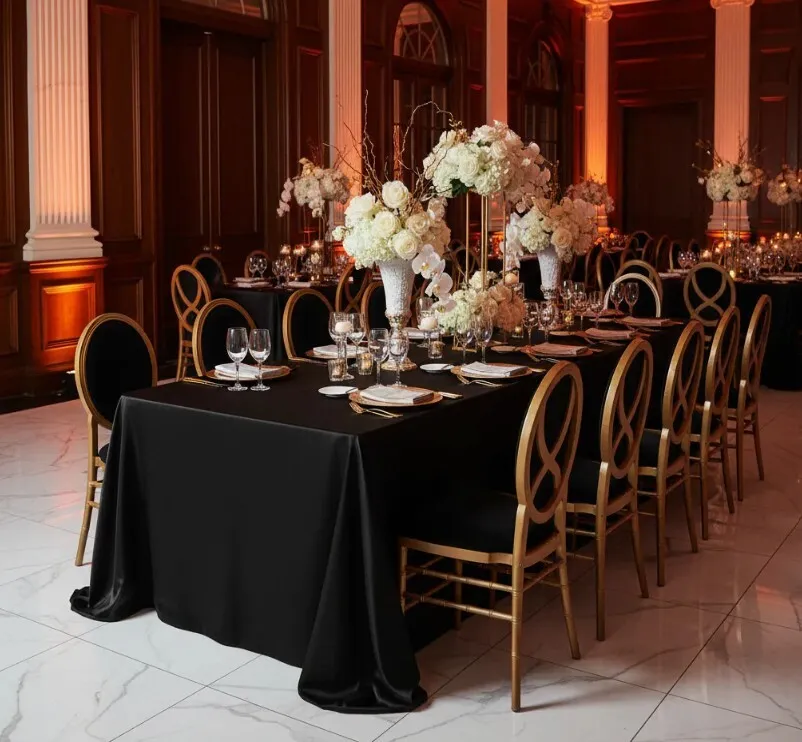 Black Rectangular tablecloth 120in