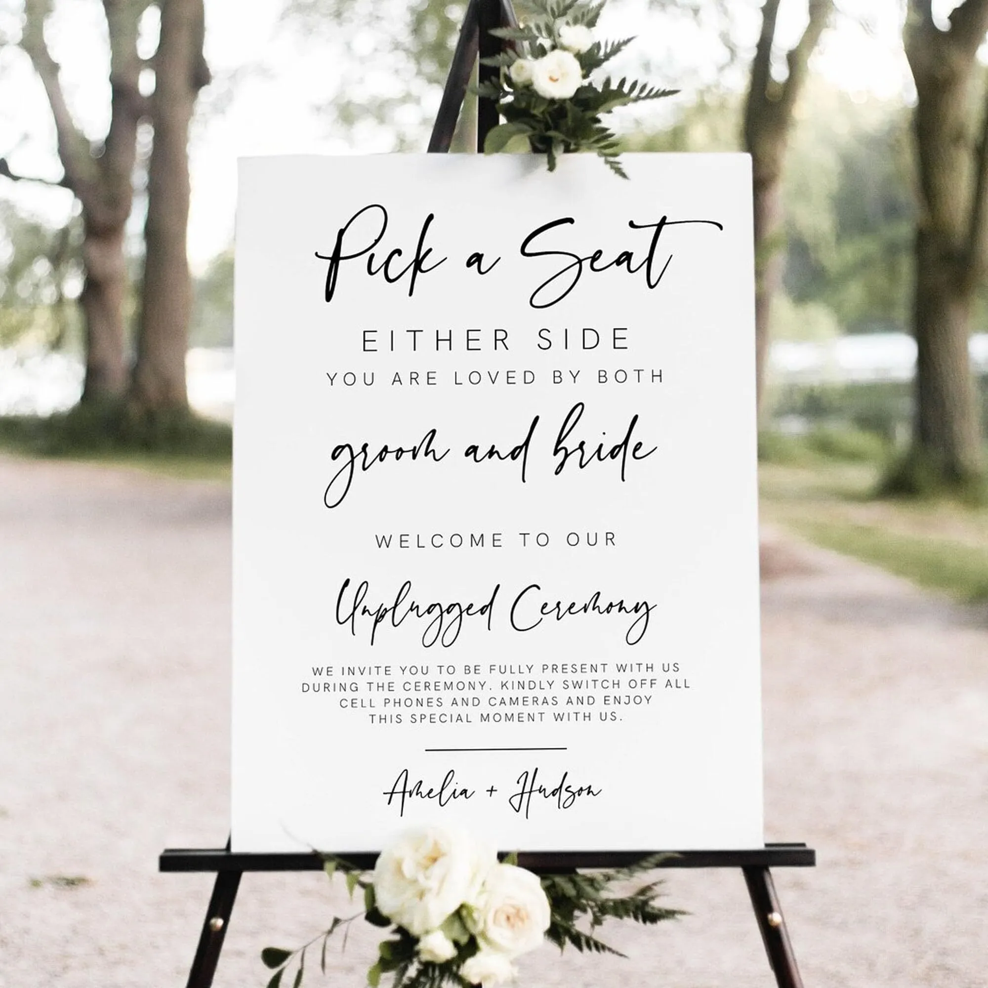Pick a seat / unplugged ceremony sign