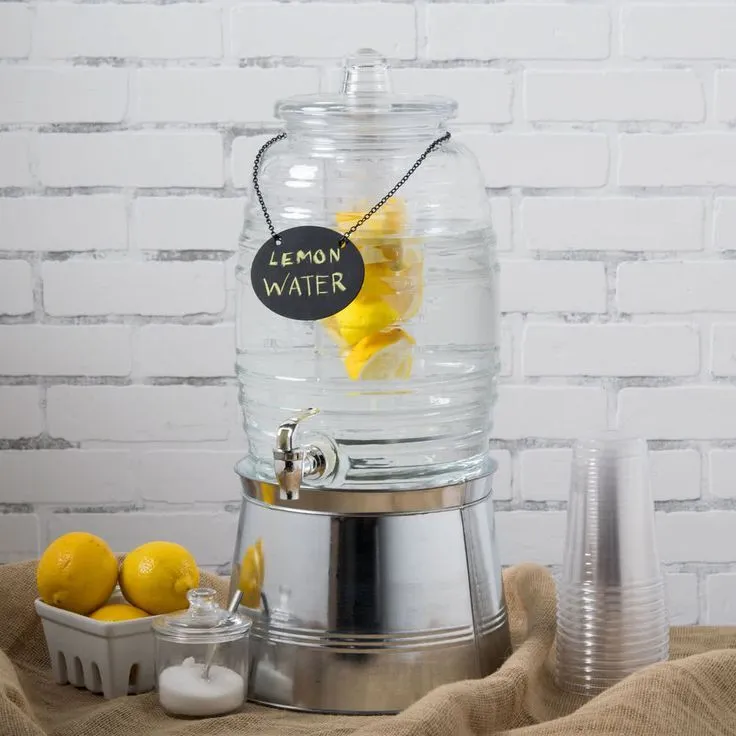 Glass Beverage Dispenser with Chalkboard Sign