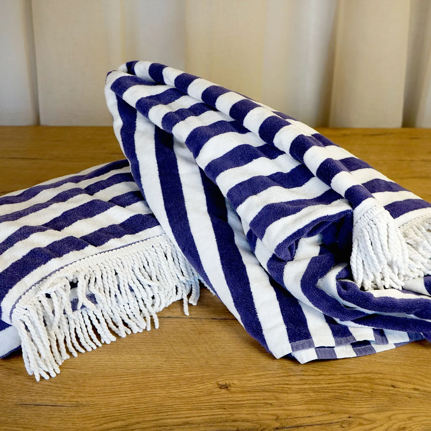 Blue and White Stripe Beach Towel