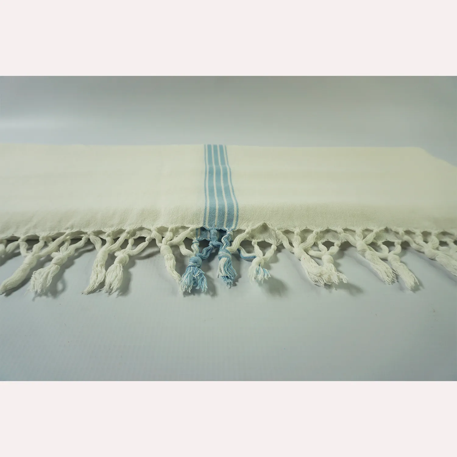 Table Runner, Light Blue and White 