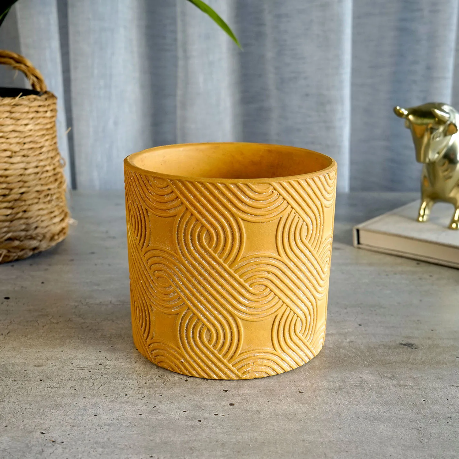 Small Orange Carved Planter