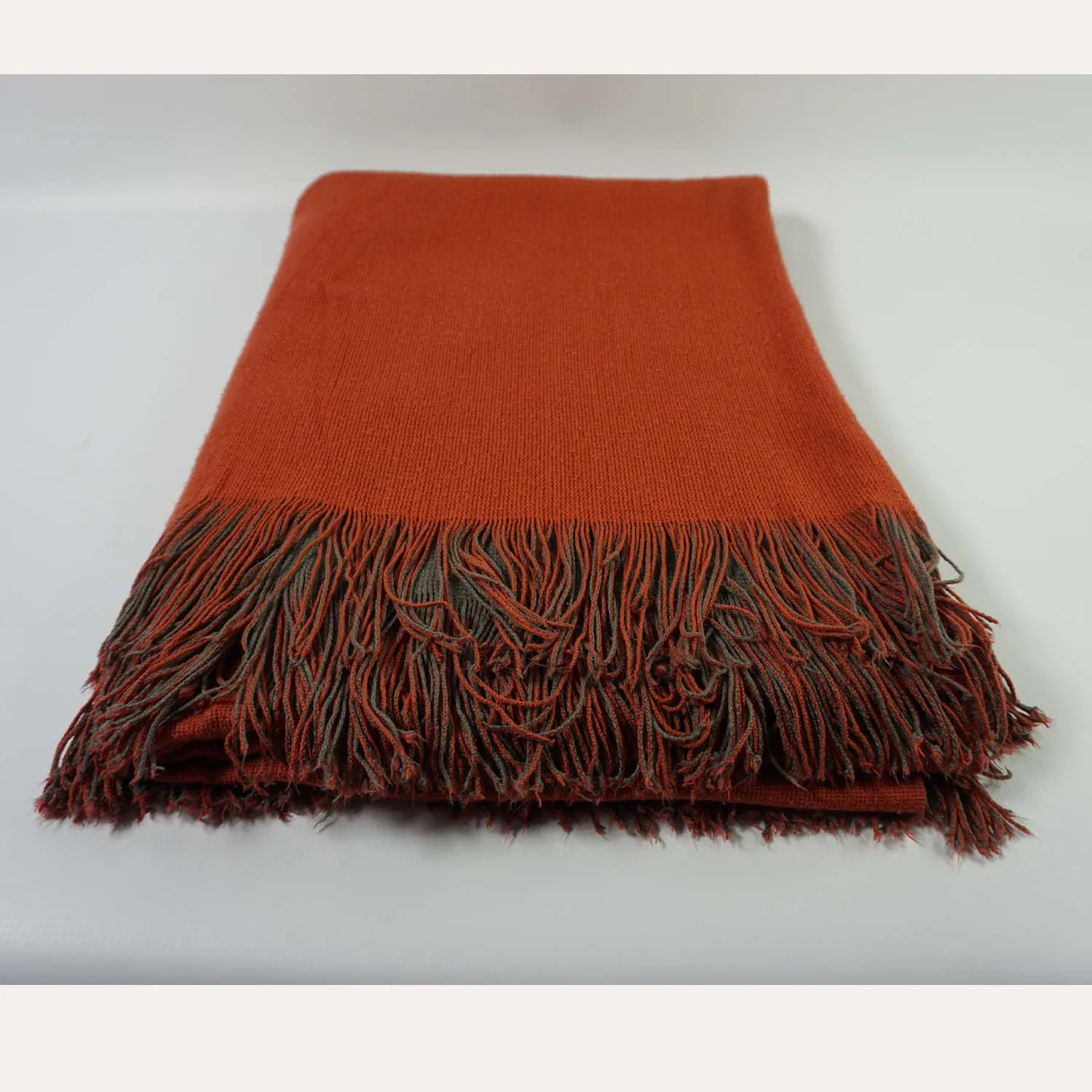 Burnt Orange and Grey Throw