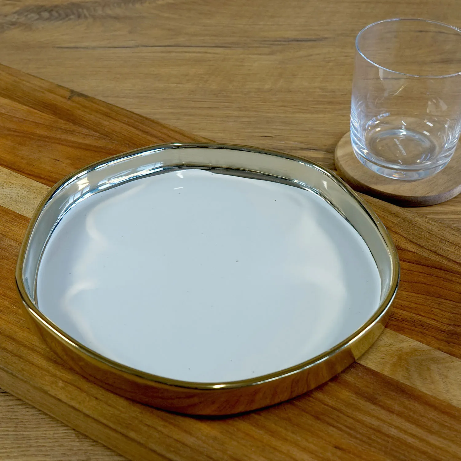 Irregular white Plate with Gold Edge