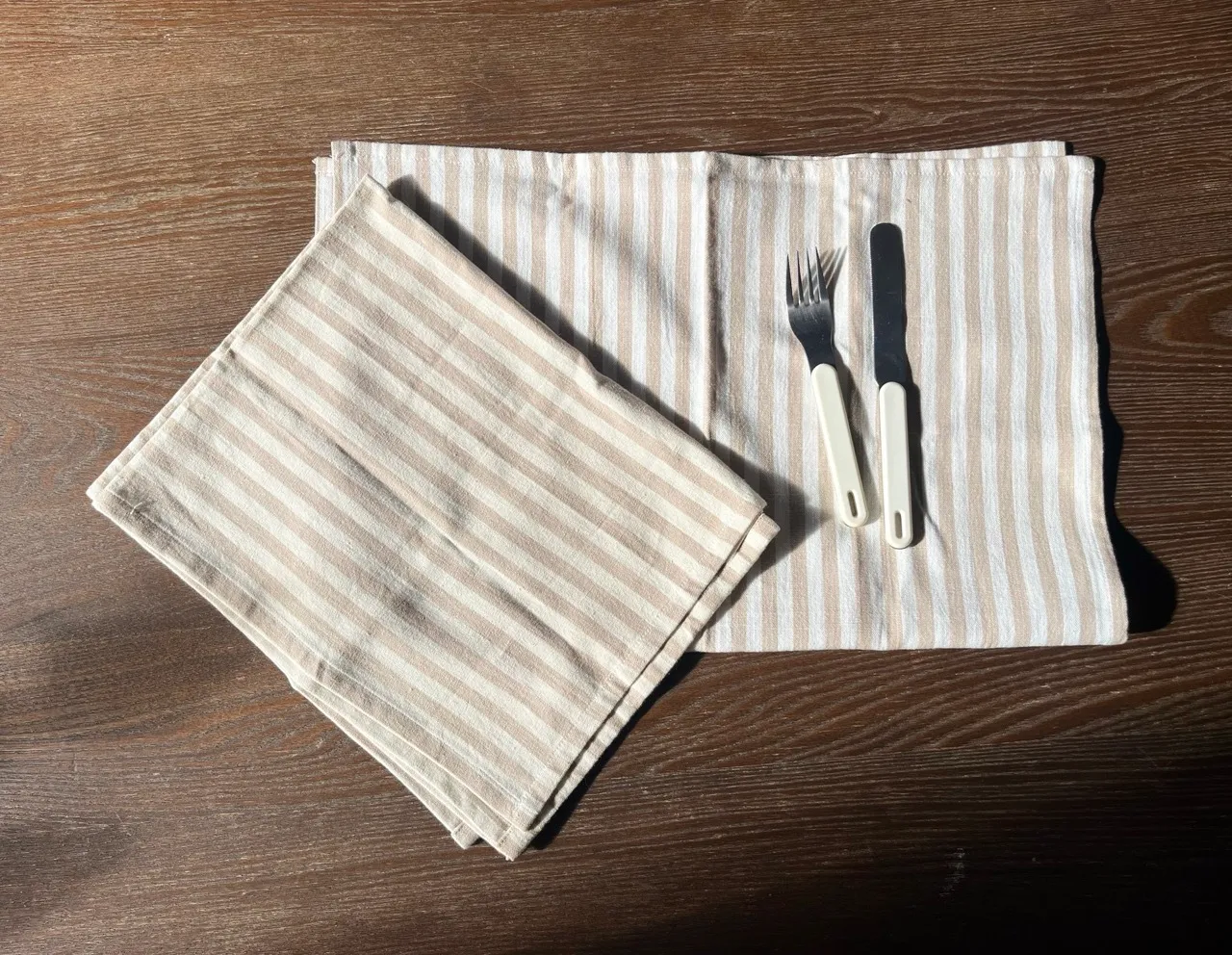 French Country Beige & White Stripe Napkins