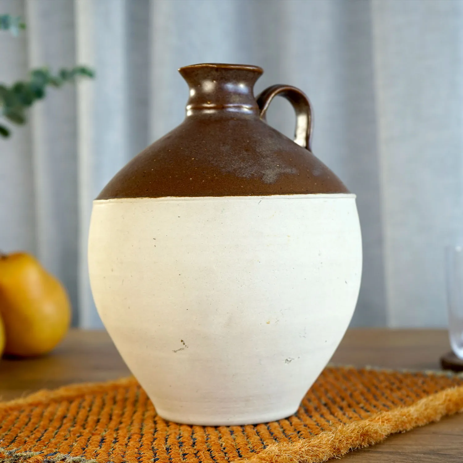 Brown and White Ceramic Jug