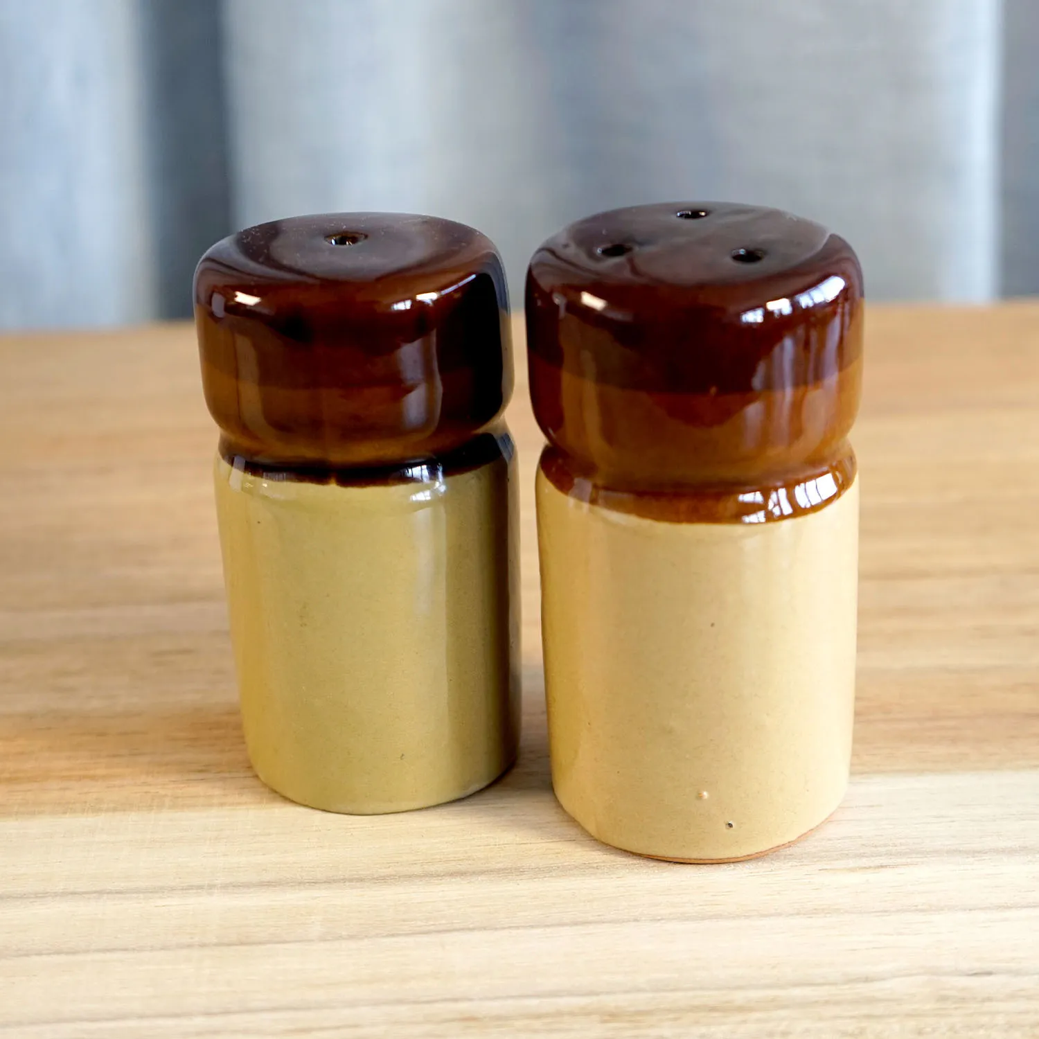 Beige and Brown Salt and Pepper Shakers