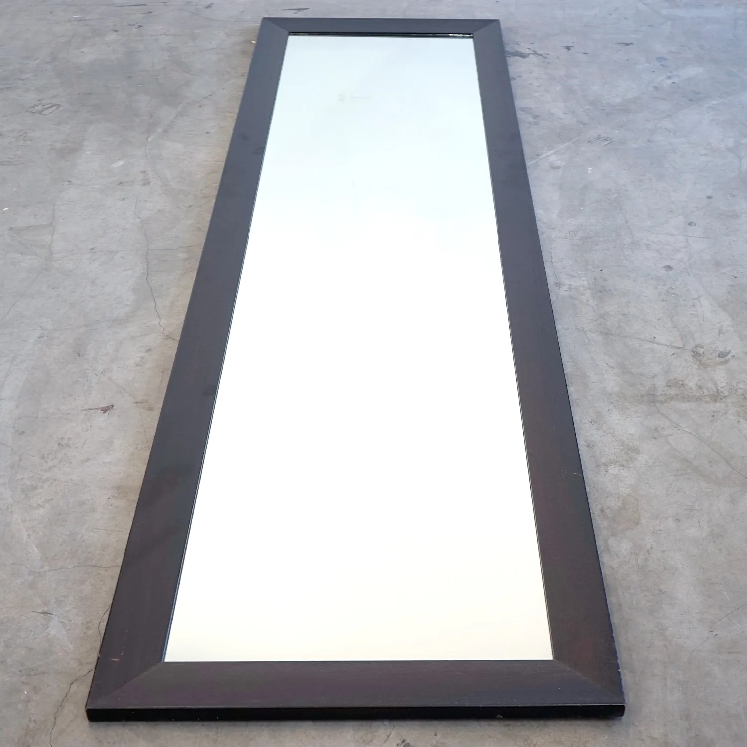 Tall Rectangular Brown Framed Mirror 