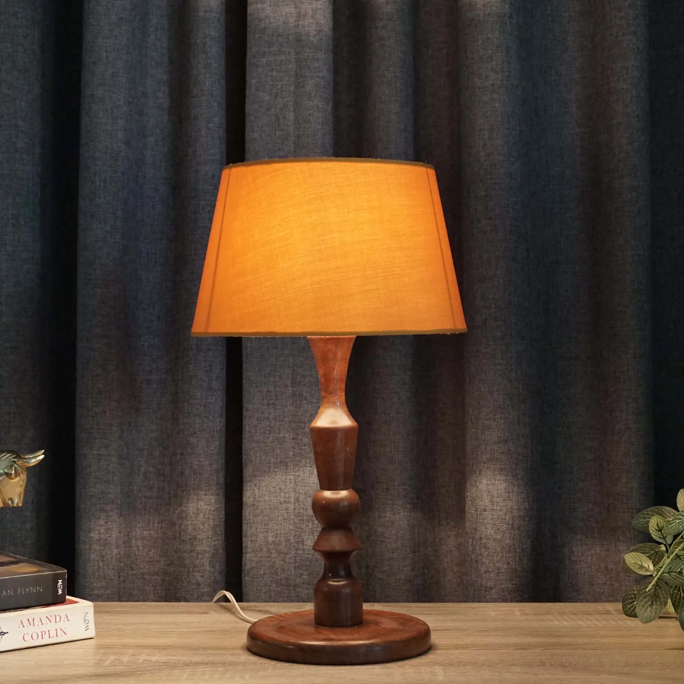 Small Wooden Carved Lamp