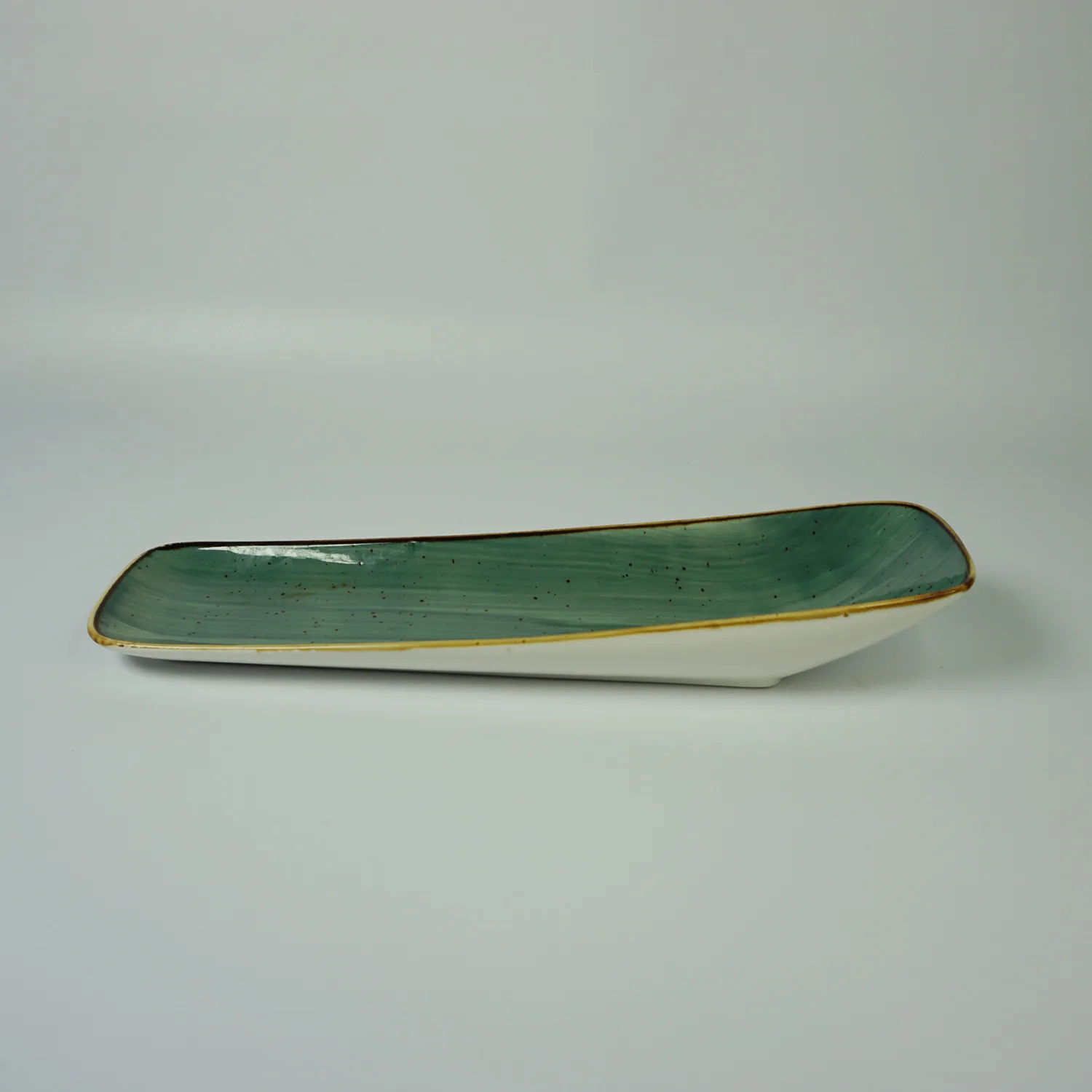 Narrow Green Angled Ceramic Platter