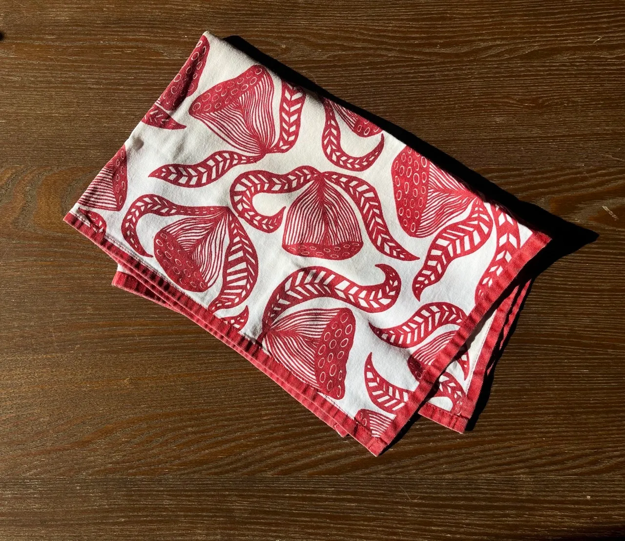 Ruby Floral Red Dishcloth