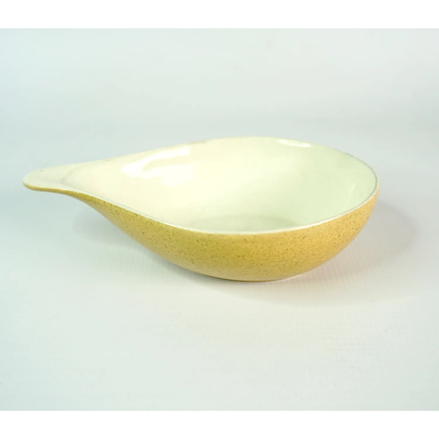 Willsgrove Ware Pottery Yellow Speckled Oval Soup Dish