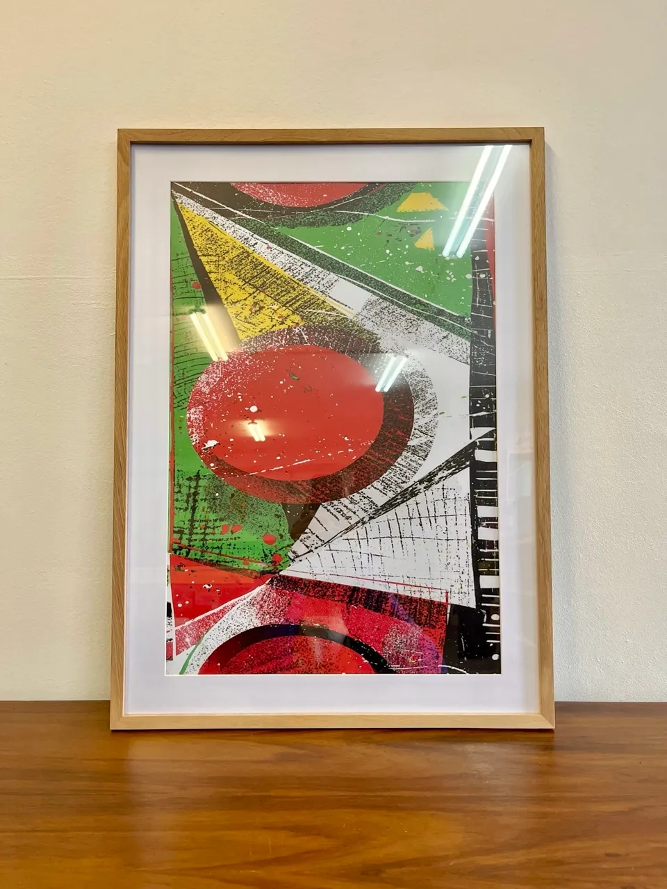 Red Signal Abstract Print with Frame