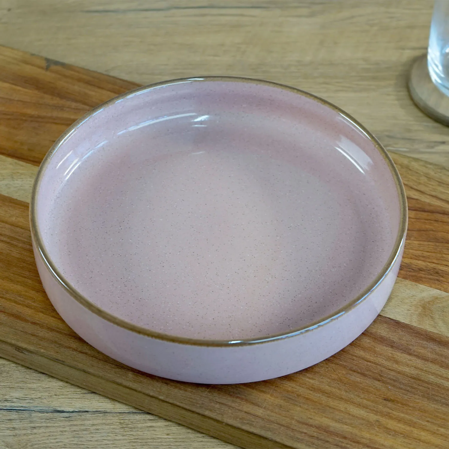 Pink Bowl with Brown Trim