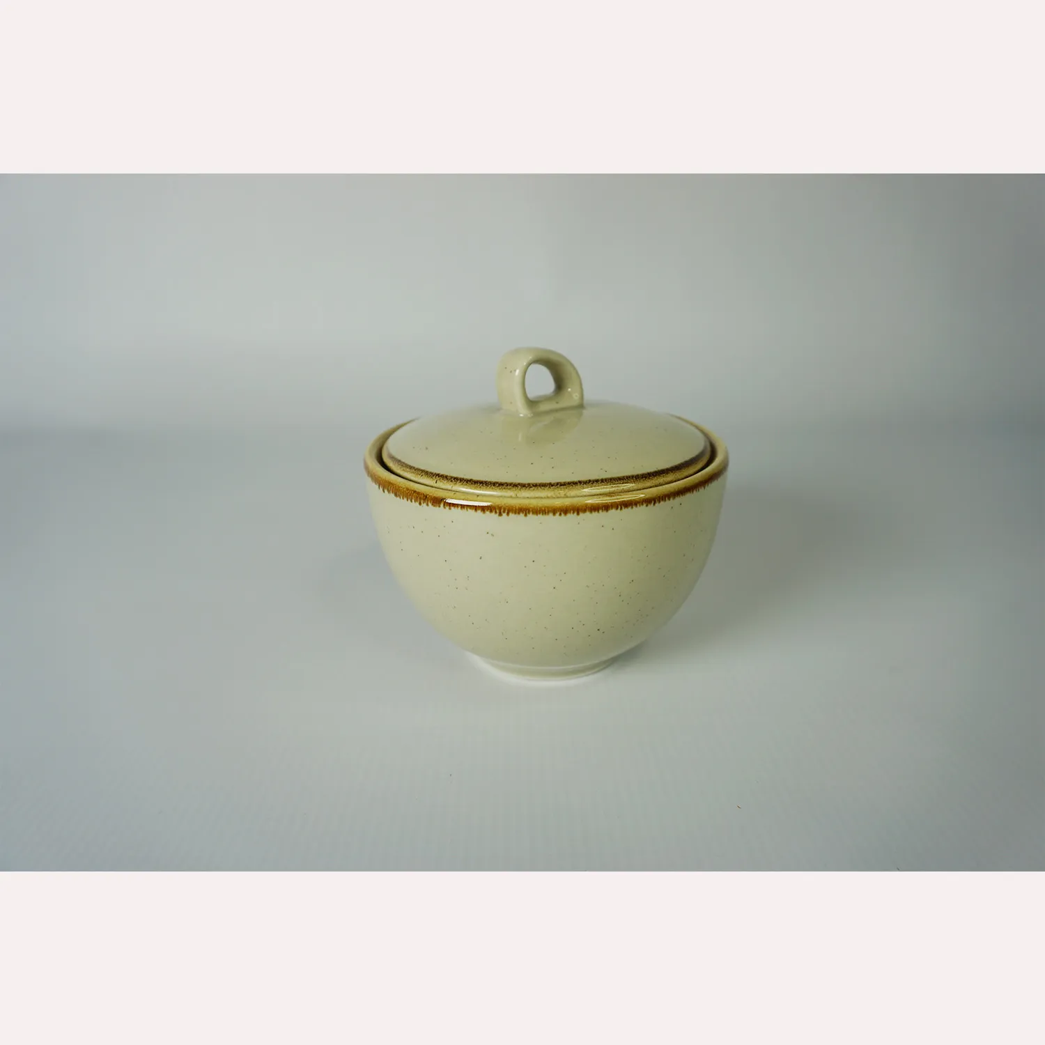 Beige Ceramic Sugar Bowl