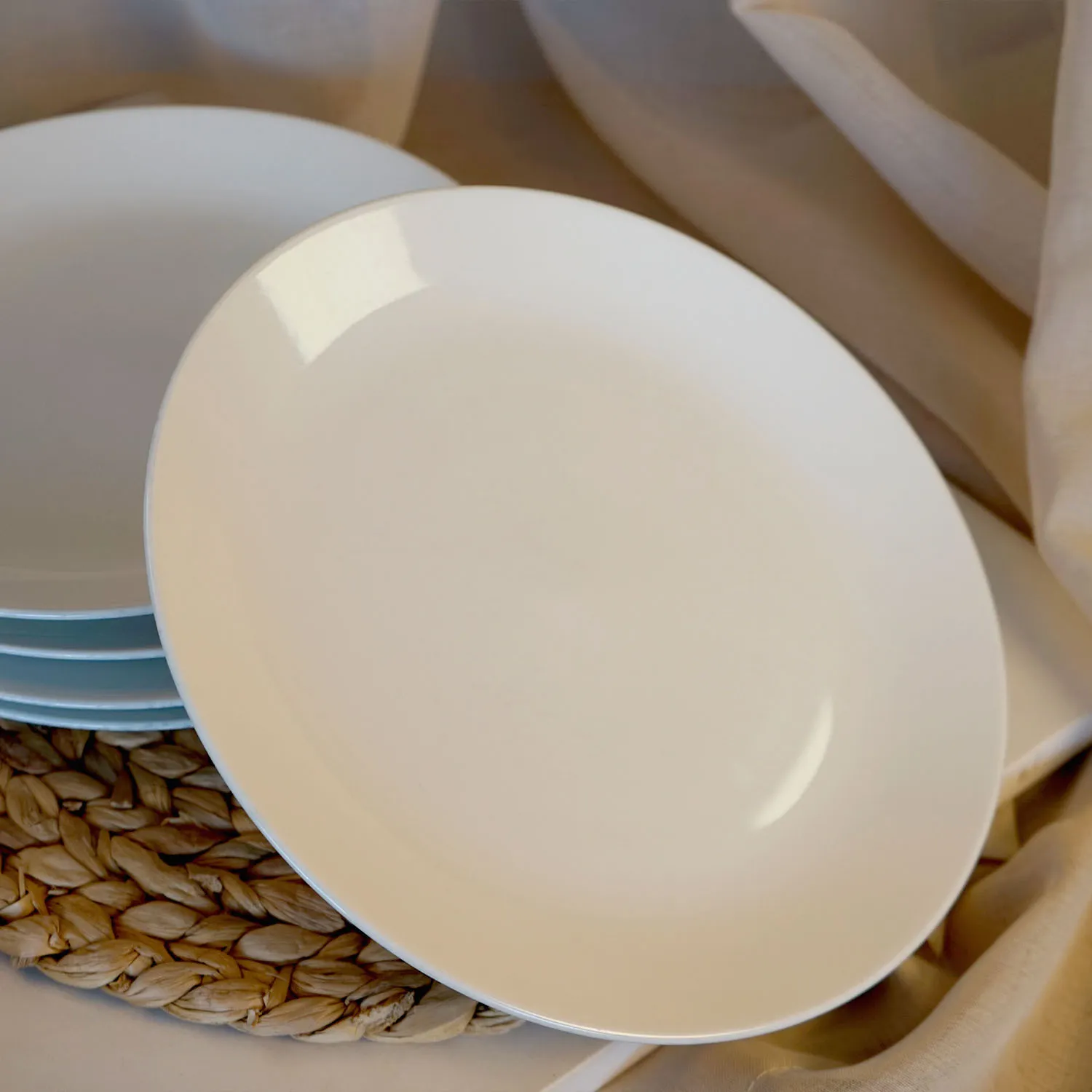 Simple Plain White Dinner Plates Set