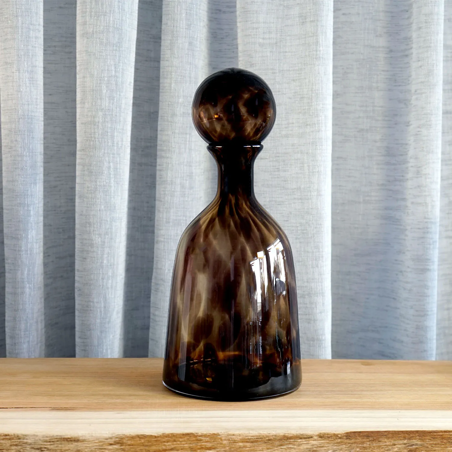 Tall Brown Wispy Glass Decanter