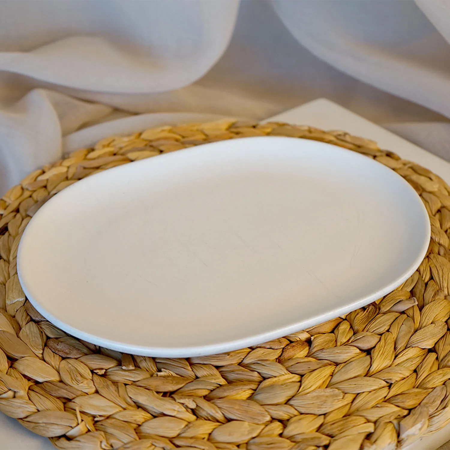 White Country Road Oval Plate