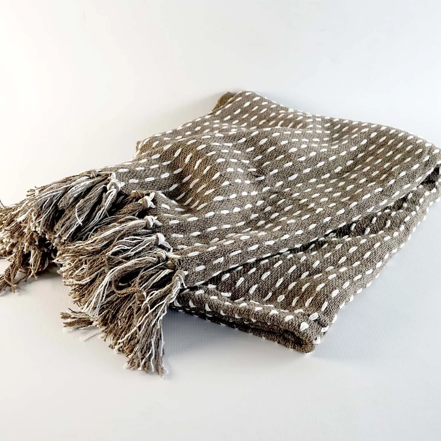 White Dotted Grey Throw