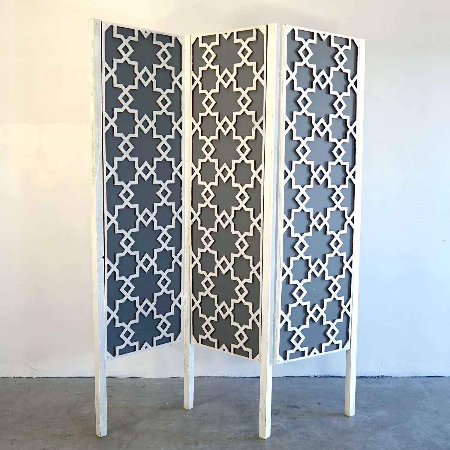 Grey & White Folding Screen