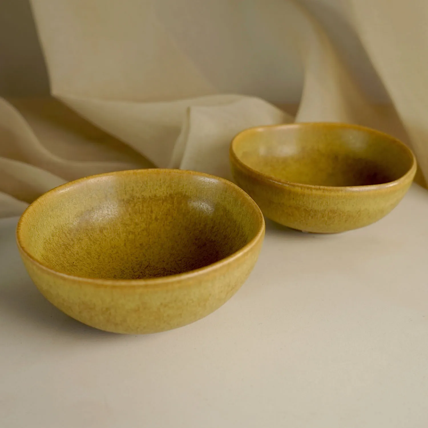 Yellow Ochre Wonky Bowls
