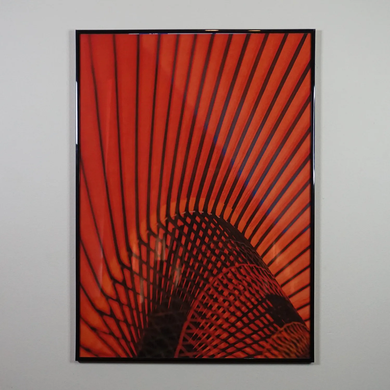 Red architectural royalty free print in Large Black Metal Frame with glass