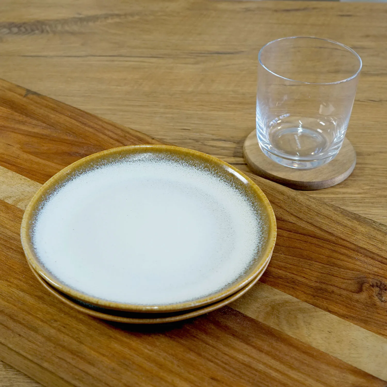 H&M White Side Plate with Brown Edge