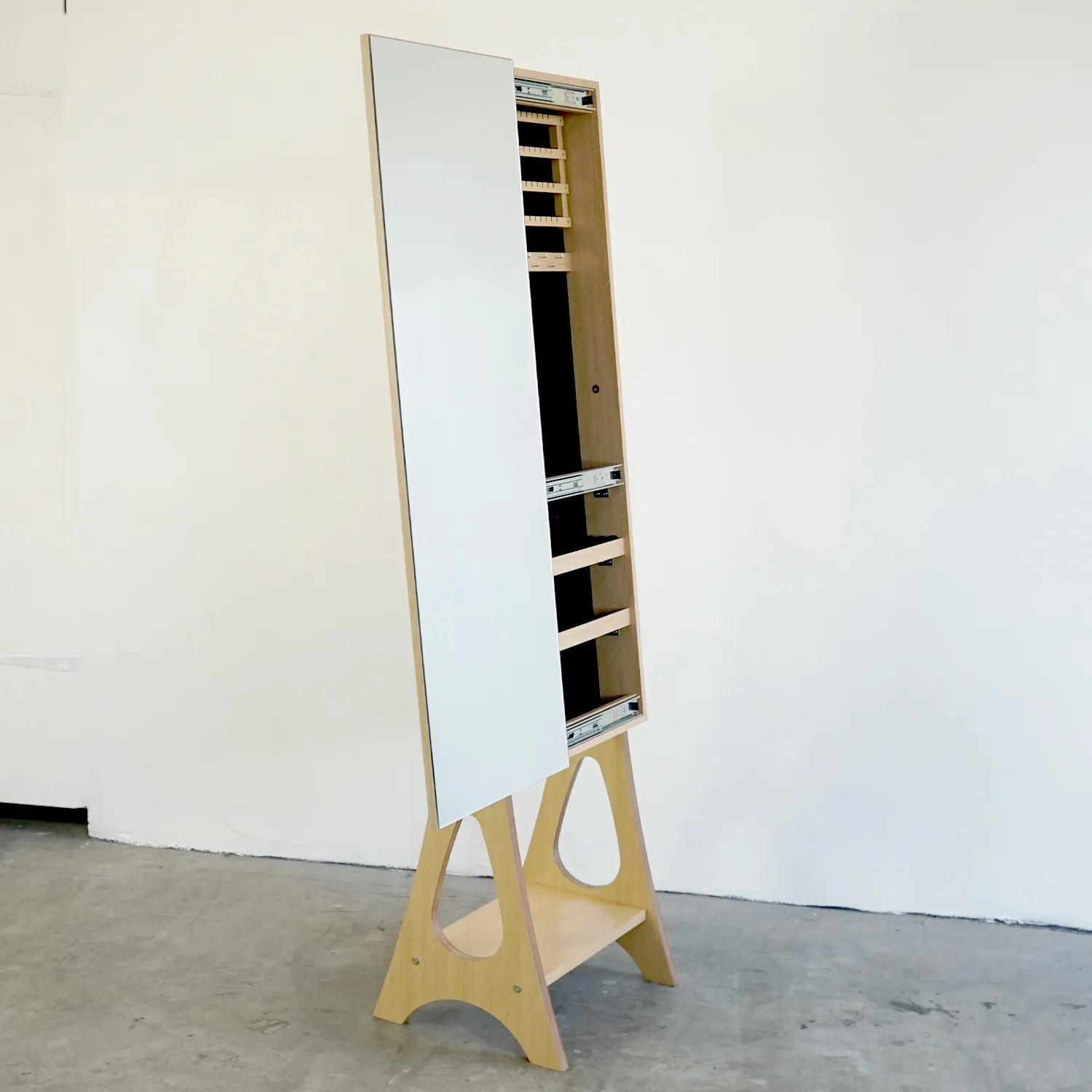 Standing Slide Jewellery Mirror-Cupboard