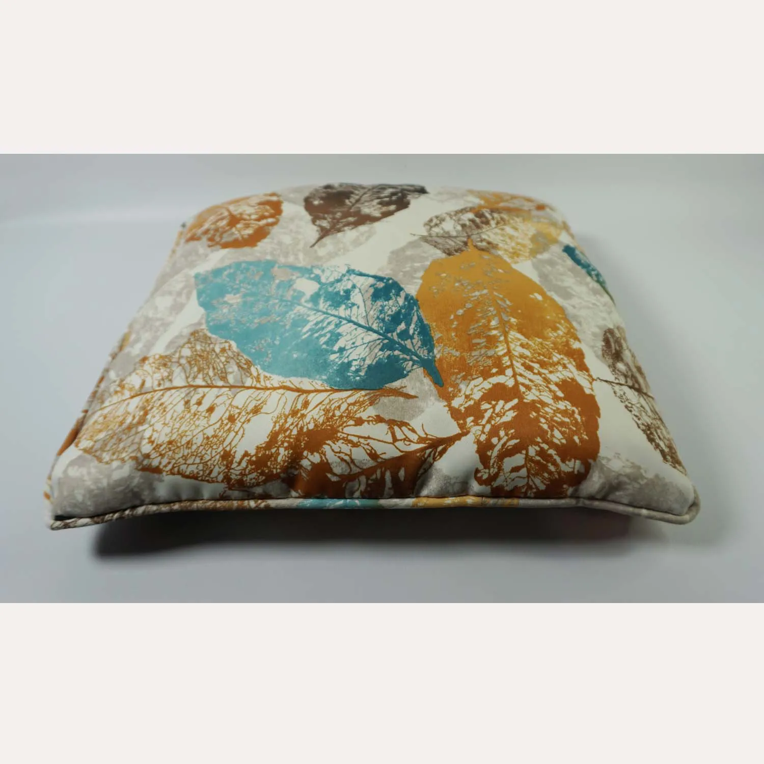 Gold and Blue Leaf Cushion 