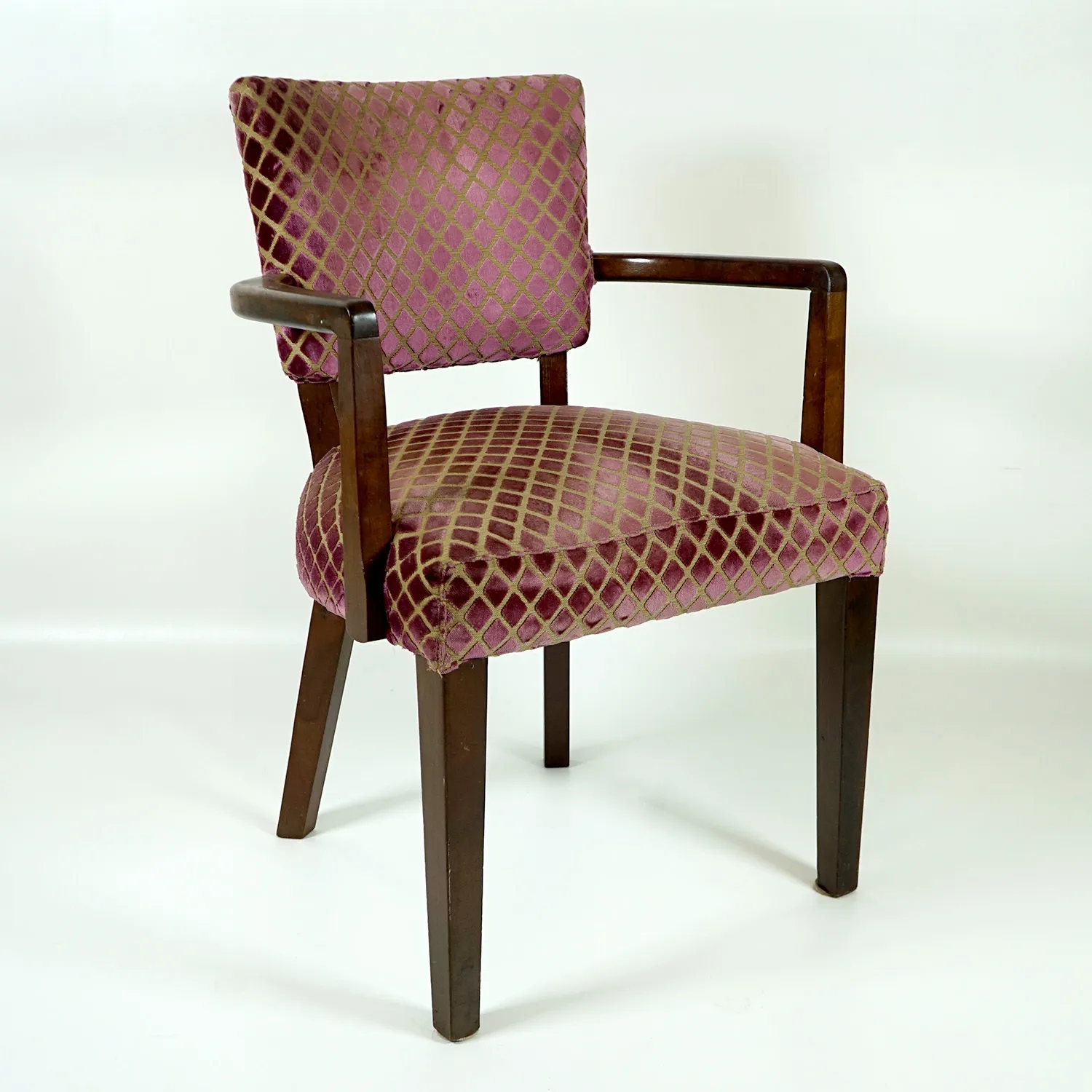 Solid Wood Armchair with Purple Upholstery