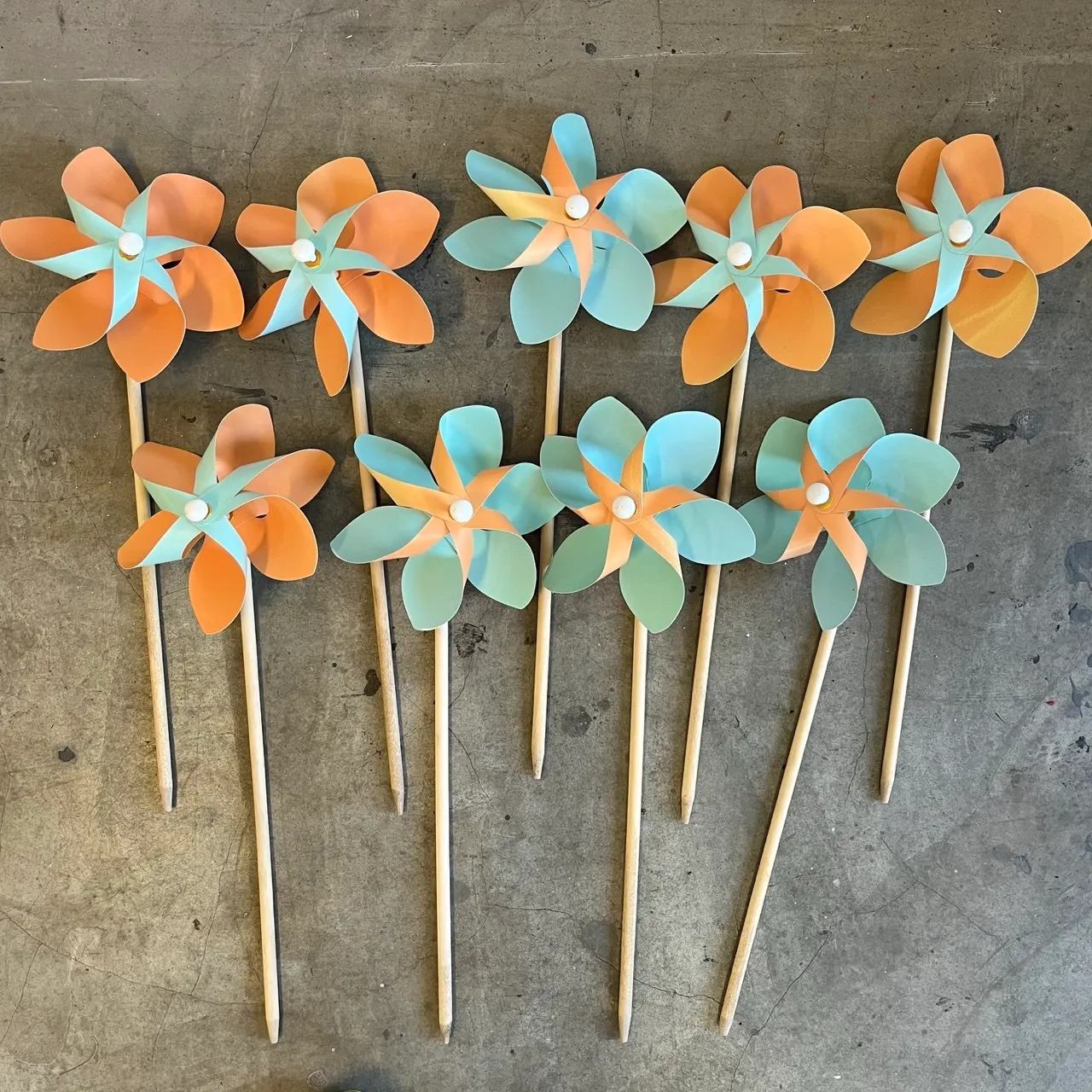 Peach and Baby Blue Windmills