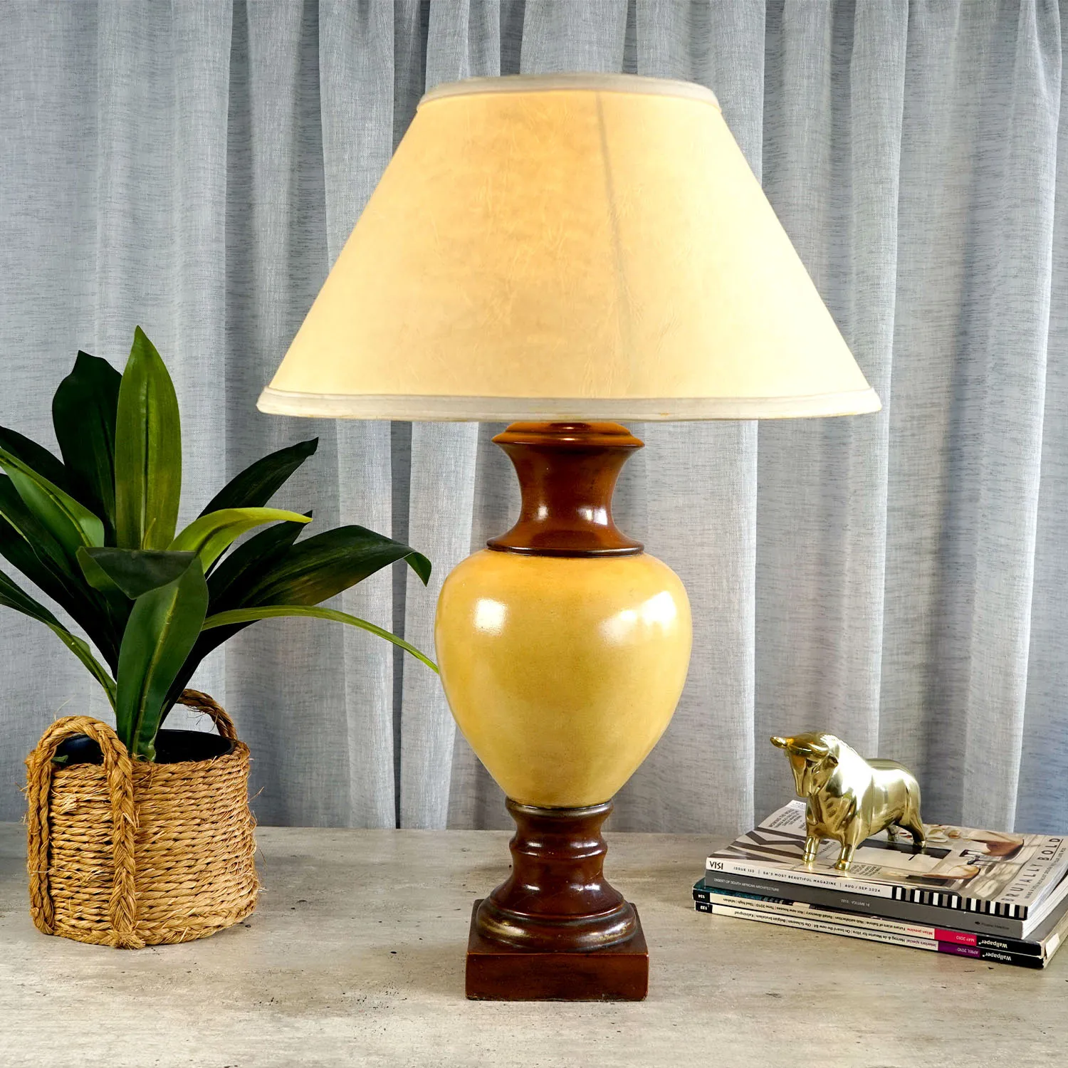 Brown and Cream Lamp