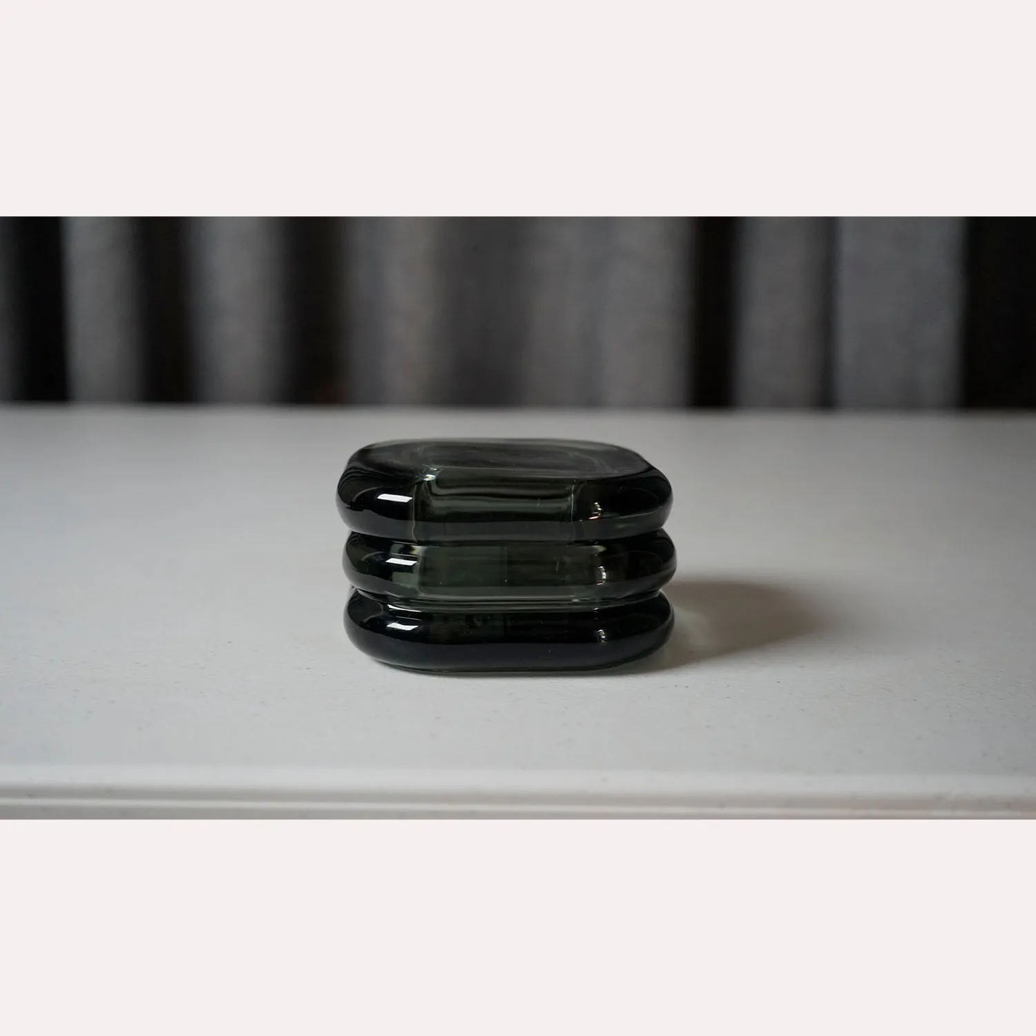 Small Smokey Glass Container with Lid