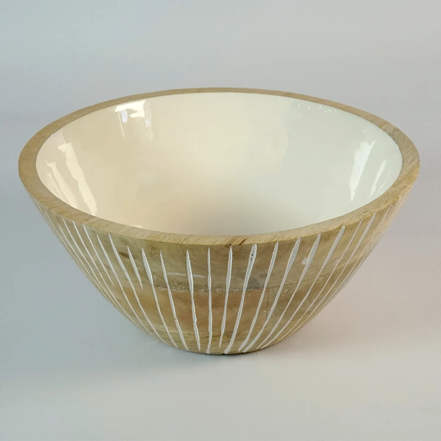 White and Wooden Salad Bowl