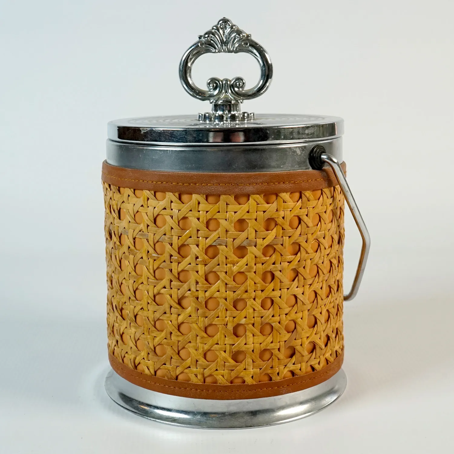 Wicker and Silver Ice Bucket 